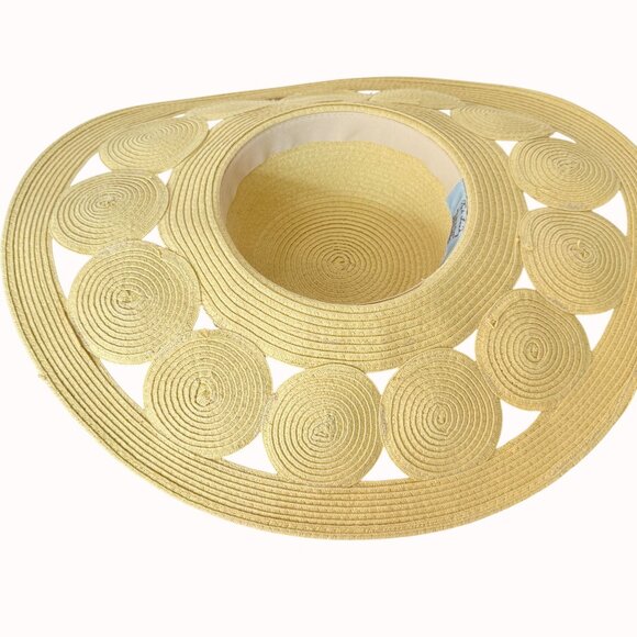 Oversized Wide Brim Sun Hat Straw Circle Resort Fashion Cruise Chic Kate Landry - Picture 7 of 15